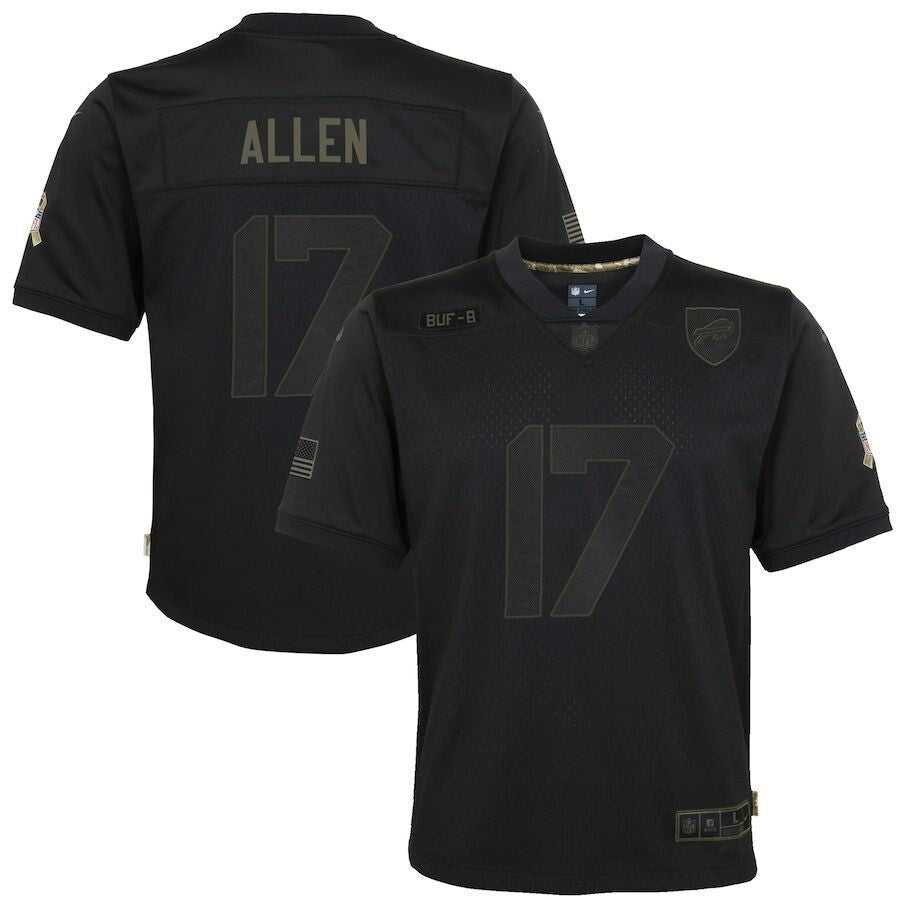 Buffalo Bills Josh Allen Black 2021 Salute To Service Game Jersey Jersey