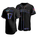 Men'S Los Angeles Angels Shohei Ohtani #17 Iridescent Logo Holographic Limited Jersey Black