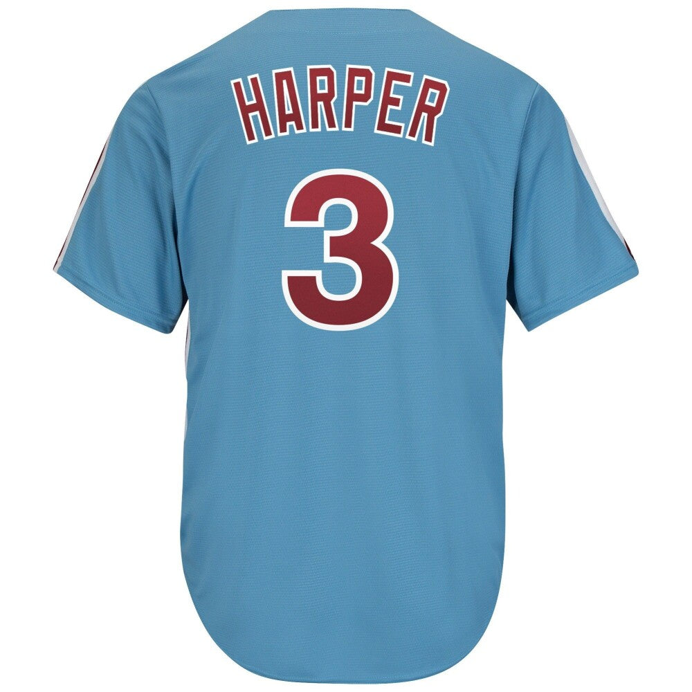Men'S Majestic Bryce Harper Light Blue Philadelphia Phillies Cool Base Cooperstown Player Jersey