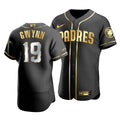 Men'S San Diego Padres Tony Gwynn #19 Golden Edition Black  Jersey