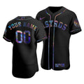 Men'S Houston Astros Custom #00 Iridescent Logo Holographic Limited  Jersey Black