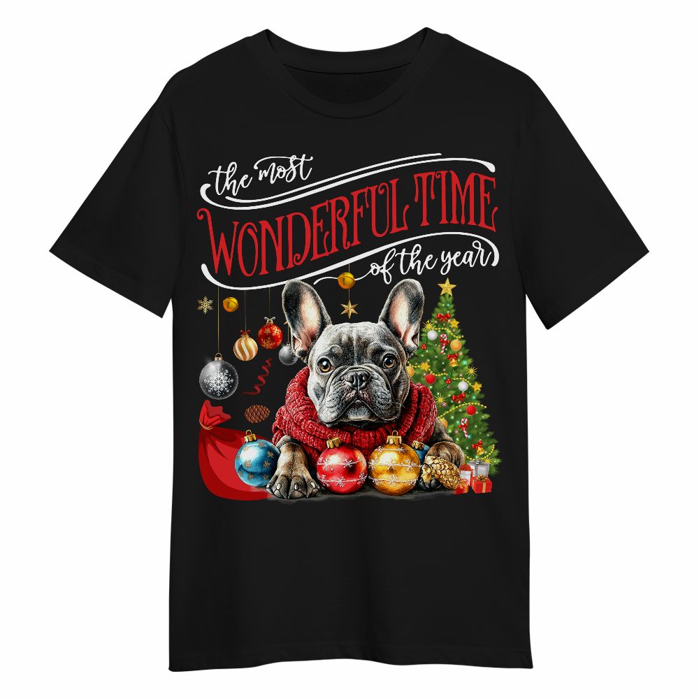 Cute Dog Christmas Shirt, Funny Bulldog Its The Most Wonderful Time Christmas Graphic Design Gift For Fan Unisex Shirt
